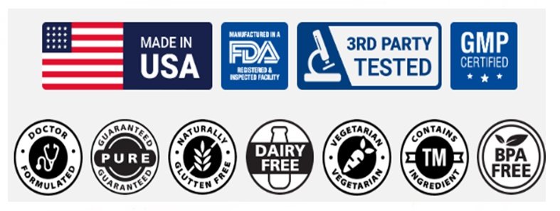 Made in the USA, FDA-registered facility, third-party tested, GMP certified